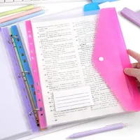 6pcs Transparent Covers Folder with Label A4 Plastic Pouch with Adhesive Snaps Document Organizer A4 for School Office WJJ07 3