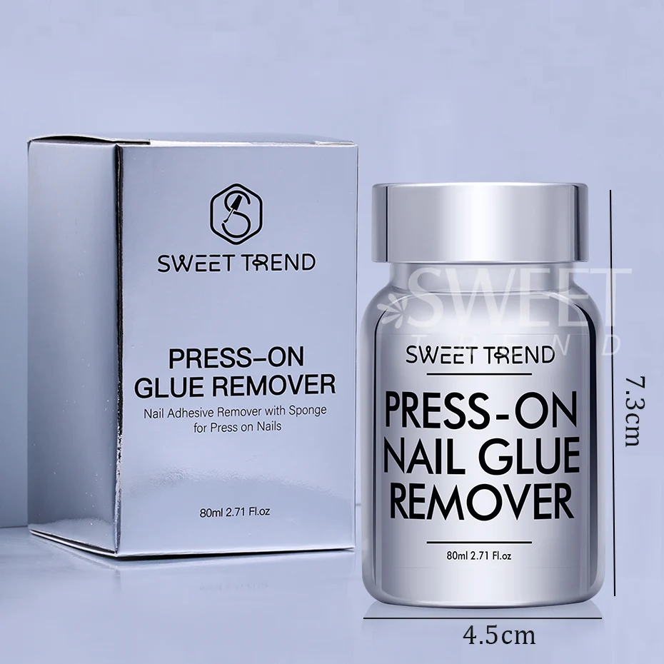 80ml Press-on Nails Sponge Remover Solution Quick Gentle No Damage Reusable Nails Gel Polish Remover Tools for False Nail Tips