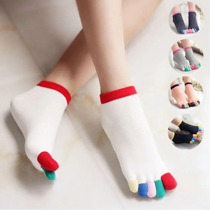 

Women's Short Tube Color 5 Finger Socks Five Toe Socks Simple Comfortable Cotton Absorbing Breathable