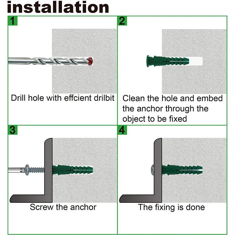 Plastic Self Drilling Ribbed Drywall and Wall Anchors with Screws Kit 66 Piece Wall Plug Anchor Expansion Bolt Pipe Column