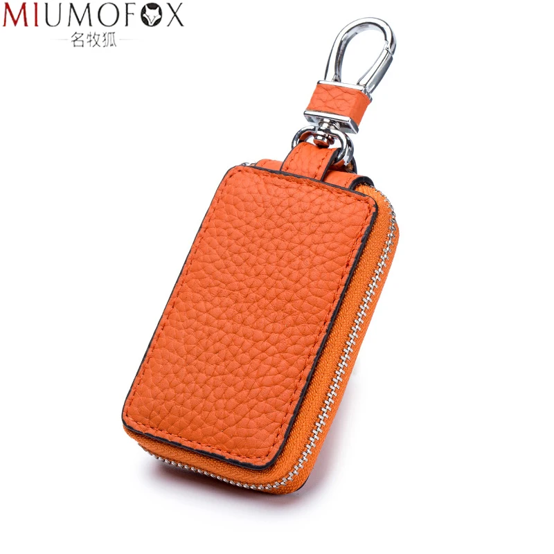 Fashion Genuine Leather Women Key Case Wallet Men Car Keychain Case Key Pouch Bag Zipper Holder Wallet Versatile key case key purse key holder