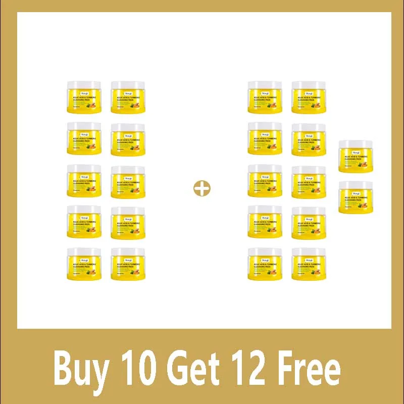Almofadas de limpeza de ácido kójico de cúrcuma, almofadas esfoliantes, remoção de pele morta, encolher poros, brilho suave, limpeza facial da pele 11