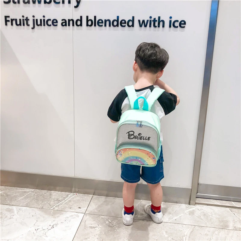 Personalized Embroidery School Bags Kid Girl Shiny Sequins Backpack Glitter Bling Rucksack Travel Daypack Bag Kids Cute Backpack