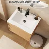 24" Floating Bathroom Vanity with Ceramic Integrated Sink Combo, Wall Mounted Storage Cabinet with 2 Drawers, Matte Black Faucet 6