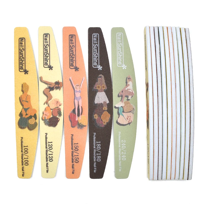 

3/5/10 Pcs Macaron Sanding Nail Files Strong Hard Plastic Professional Nails File 100/120/150/180/240 Grit Salon Manicure Tools