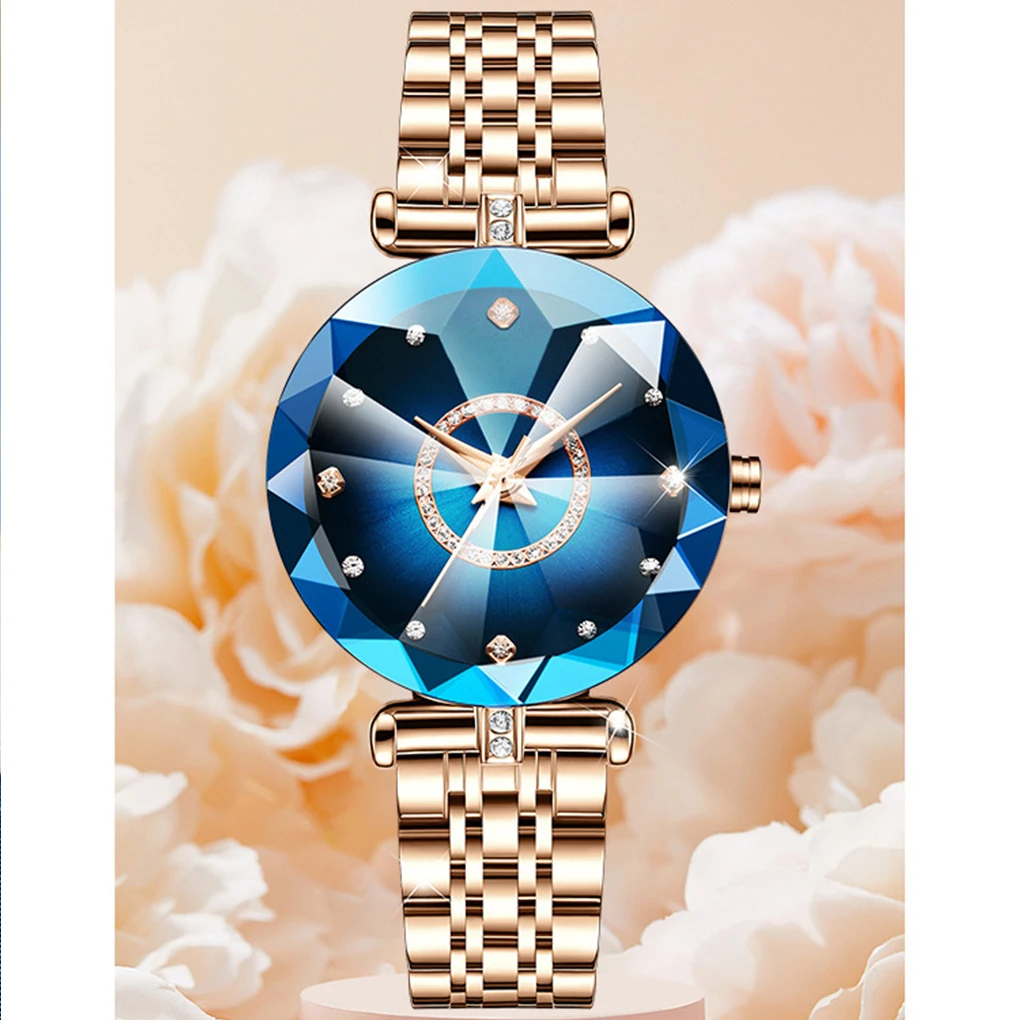 

Модные женские часы, кварцевые часы с кристаллами, водонепроницаемые наручные часы с ремешком из нержавеющей стали, подарки для любимых, вечерние день рождения