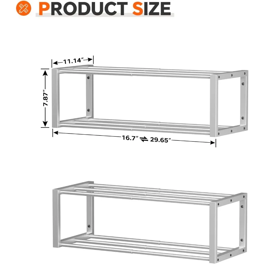 Hanging Shoe Organizer2 Pack Wall Mounted Shoe Rack Holds 12 Pairs Space Saving Metal Wall Shoe Rack Hanging Shoe Rack Shoe Hol
