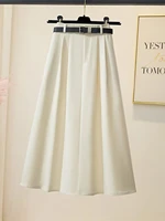 plus Size Women's Suiting A-Line Pleated Skirt High Waist Slimming Spring New Sle Korean Sle Casual Midi Skirt - Image 3