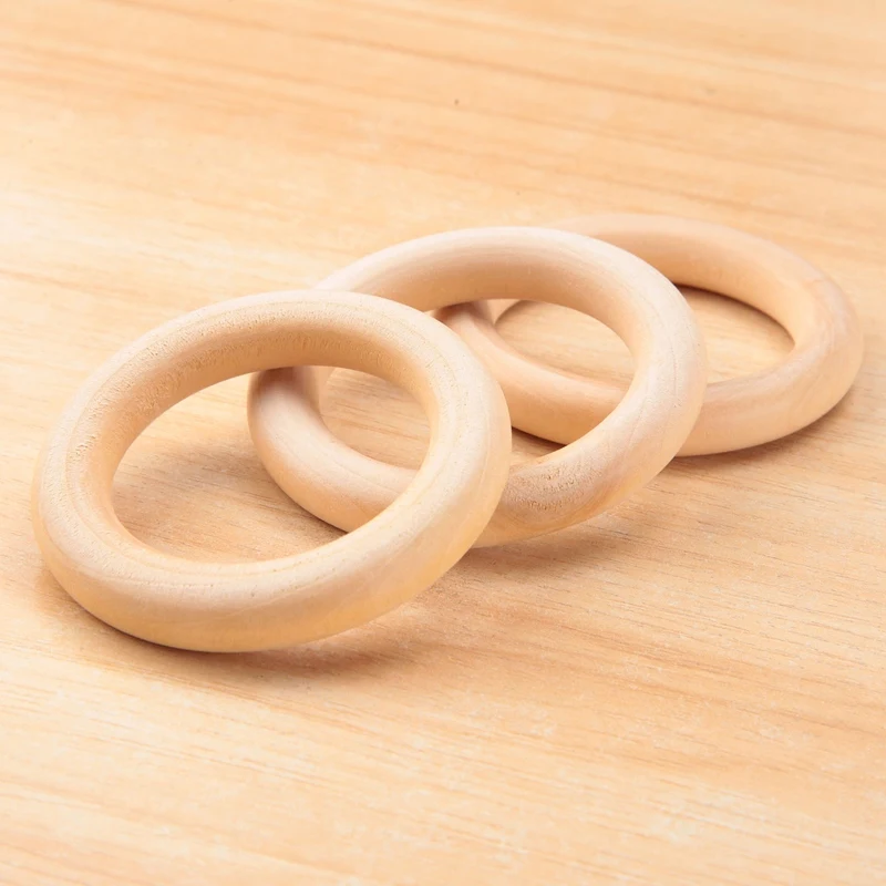 30 Pcs Natural Wood Rings 60Mm Unfinished Macrame Wooden Ring Wood Circles For DIY Craft Ring Pendant Jewelry Making