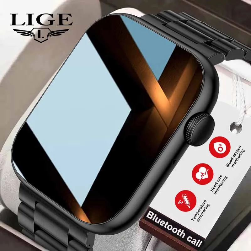 

LIGE Smart Watch For Men Full Touch Screen Bluetooth Calls Waterproof Watches Sports Fitness Tracker Smartwatch Man Reloj Mujer