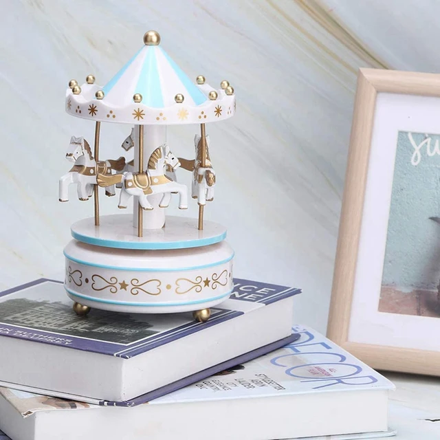 2X Music Box Merry Go Round Room Dekorációk Forgatható Wind Up Legjobb Ajándék Ajándékok Fiúknak Lányoknak B - Image 4