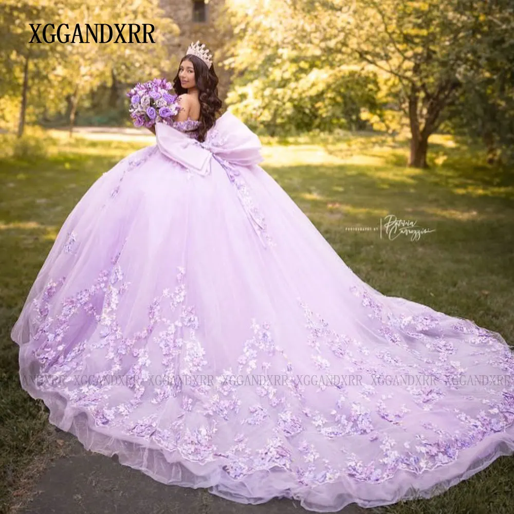 Light Purple Quinceanera Dresses Lilac Sweetheart Lace Applique Ball Princess Sweet 16 Dress Vestido De 15 A&ntilde;os