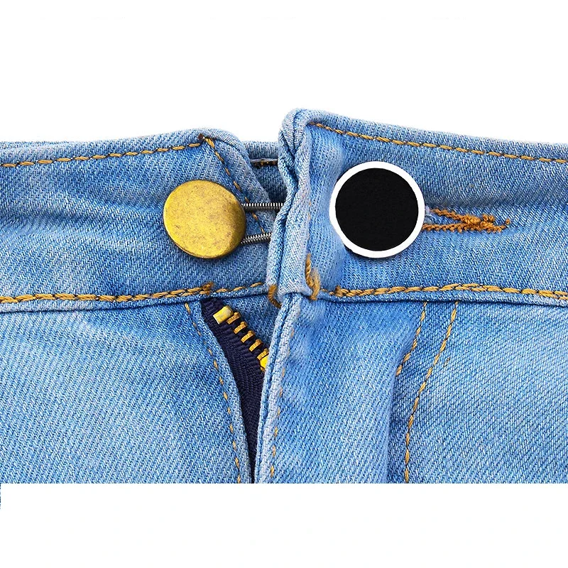 pezzi Jeans bottone Couture estensione della vita pantaloni di