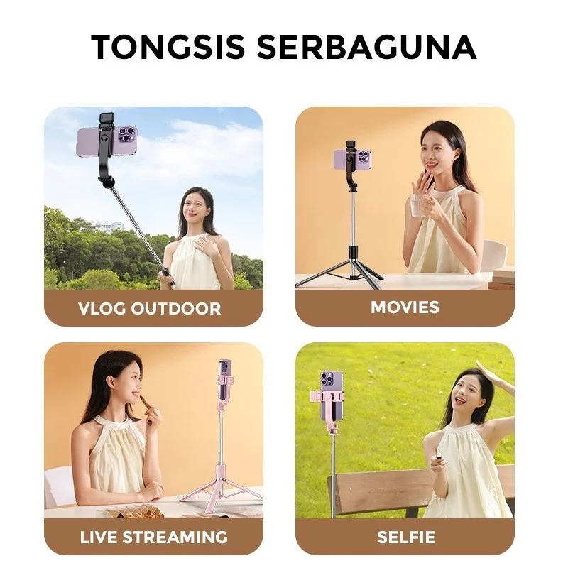 LISCN Bluetooth Selfie Stick 4 in 1 Remot Bluetooth 1,7 Meter Mobile Phone Holder Tripods Mini Extendable Selfie Stick