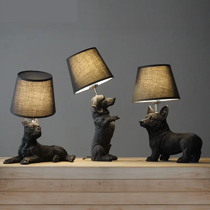 

Creative Animals LED Table light Bedroom bedside lamp Living room Resin Dogs Table Lamps abajur para Home Deco lighting fixtures