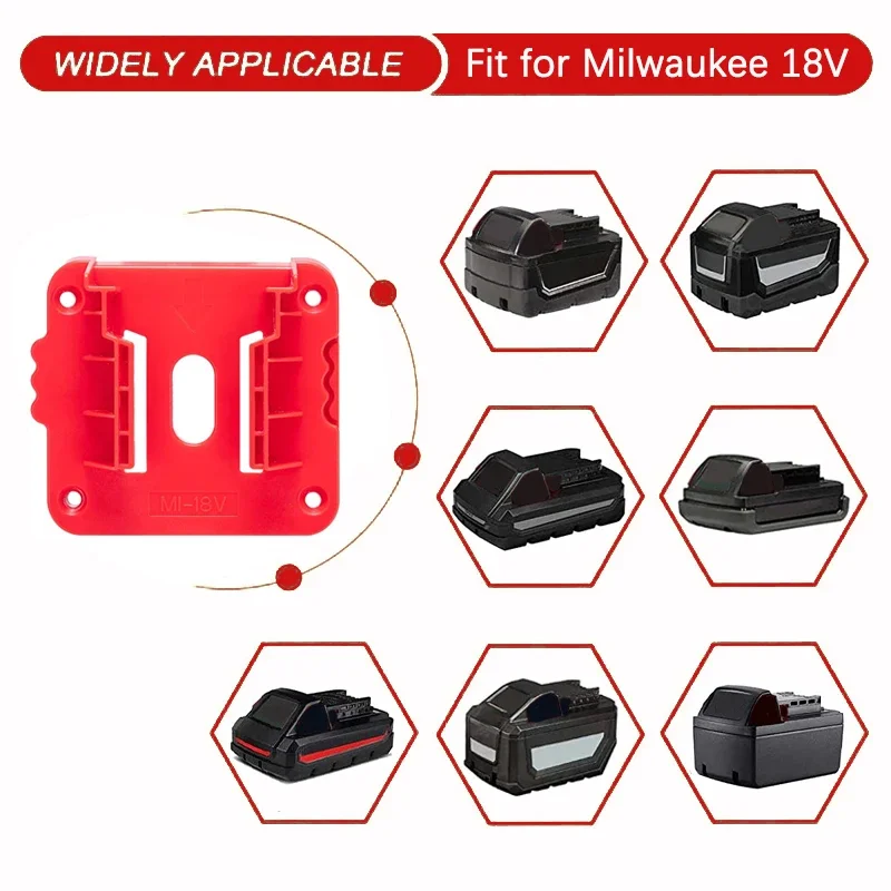 1Pc Battery Holder for Milwaukee 18V Lithium Battery Wall Mount Battery Storage Holder Battery Rack for Work Van Shelf Toolbox