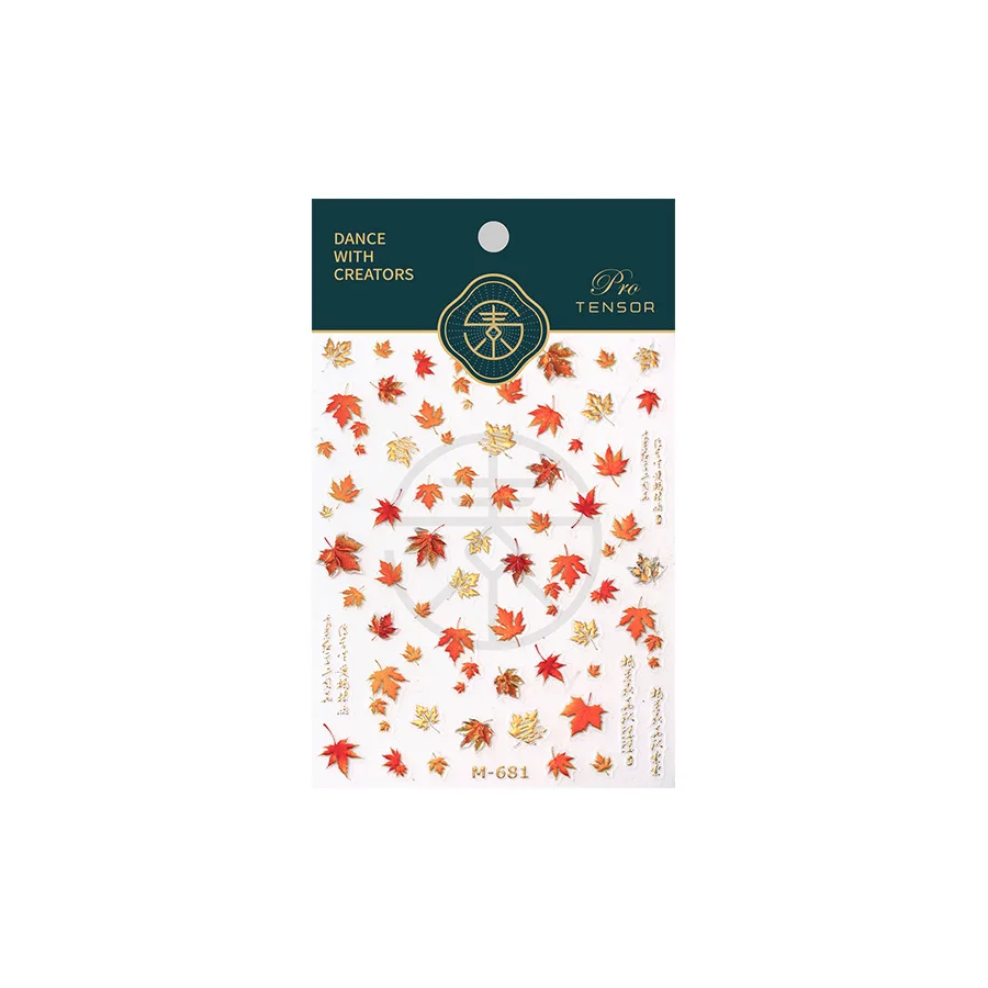 5D Relief Shiny Golden Jelly Autumn Maple Leaf Story Adhesive Nail Art Stickers Decals Manicure Gorgeous Ornaments Supplier - Image 5
