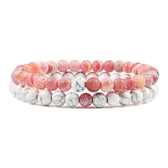 Ensemble de bracelets pour couple, charme en pierre naturelle œil de tigre et lave noire, bracelet extensible tendance, bracelet perlé de yoga, bijoux d'amitié, cadeau