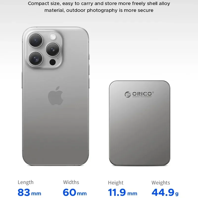 Mini Magnetic External SSD Portable Solid State Drive 480MB/s Mobile Hard Drive Solid State ProRes 4K HDR Record and Stored