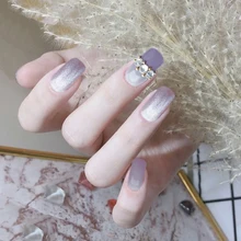 Cat Eye Press On Nails Shiny Rainbow Fake Nail Sweet Style Full Finished Nail Piece Shiny Rainbow Fake Nail Wearable for Girl 