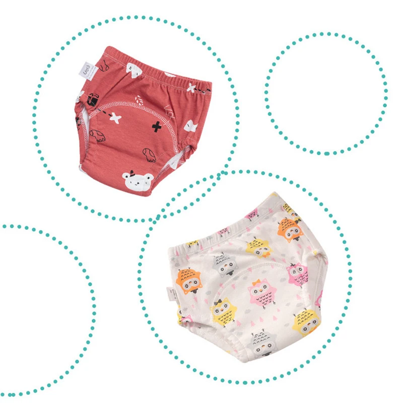 Newborn Cartoon Baby Cotton Training Cloth Diaper Underwear Pant Reusable Washable Infant Nappies Child Learning Panties 6 Layer cloth diapers
