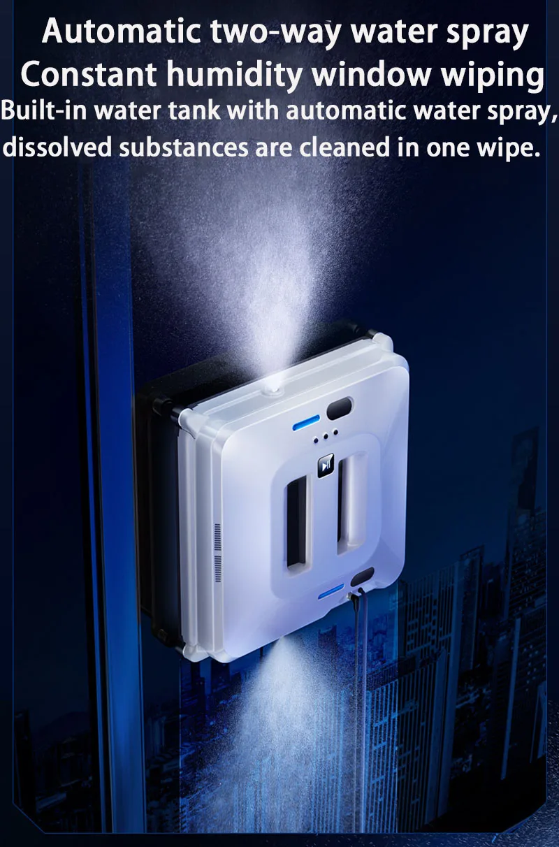 2800Pa Window Cleaner Robot Large Suction Smart Water Spray Window Washer Robot Multiple Cleaning Modes Household Clean Glass 2