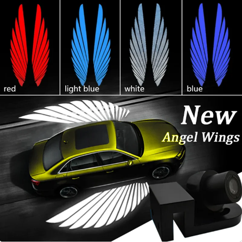 

New Angel Wings Light Car Projector LED Fashion Shadow Light Welcome Lamp 12V Dynamic Projection Lamps Universal Auto Accessory