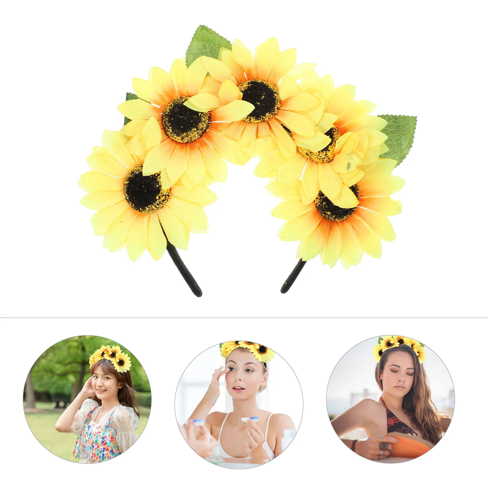 

Sun Flower Headband Hair Barrettes Women Headdress Party Hairband Crown Fashion Hoop Simulation Fabric Decorative Women's Clasp