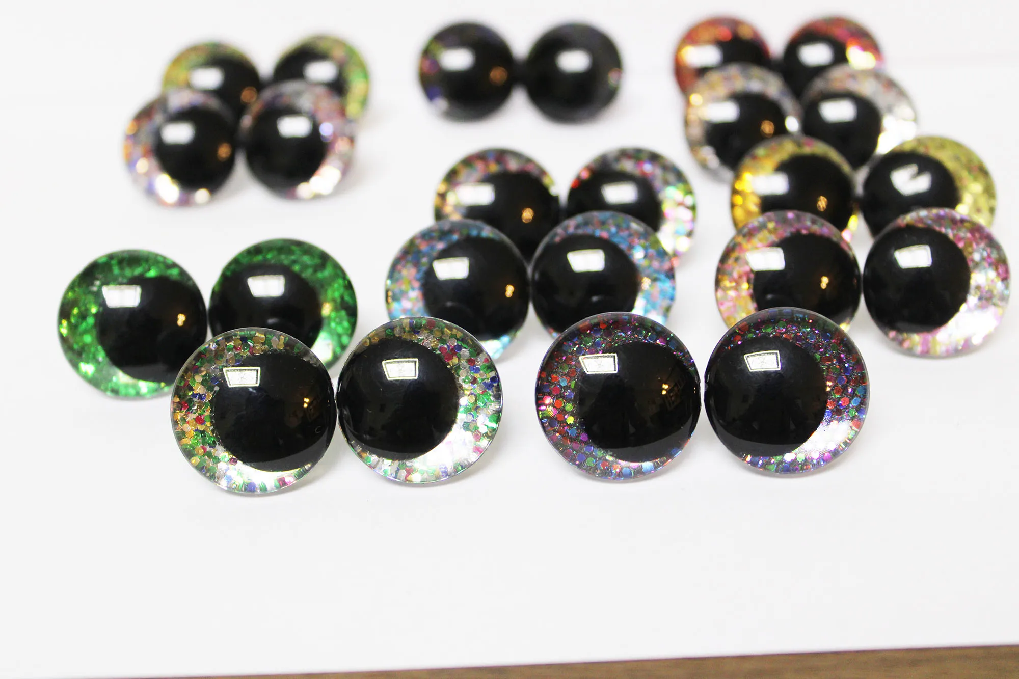 500pcs  fashion colorful eyes 12mm 14mm 16mm to 30mm  3D COMICAL ROUND GLITTER TOY EYES   FOR PLUSH ANIMALS -HS12