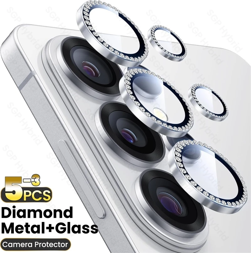 Luxury Diamond Metal Ring Camera Protector Case