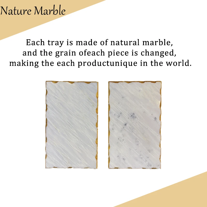 Fashionable Natural Marble Bathroom Tray Vanity Hands Soap Scented Candle Storage Holder Kitchen Seasoning Tray Home Decoration