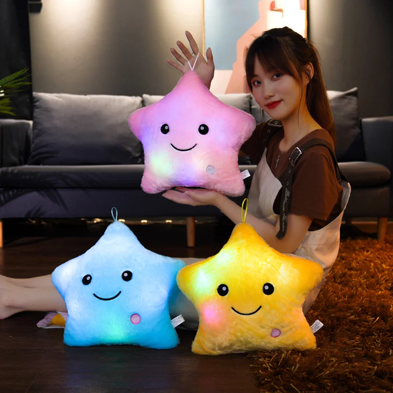 20/40cm Cute Luminous Star Pillow Cartoon Led Light Glowing Colorful Stars Throw Pillow Cushion Anime Soft Kids Toys for Girls