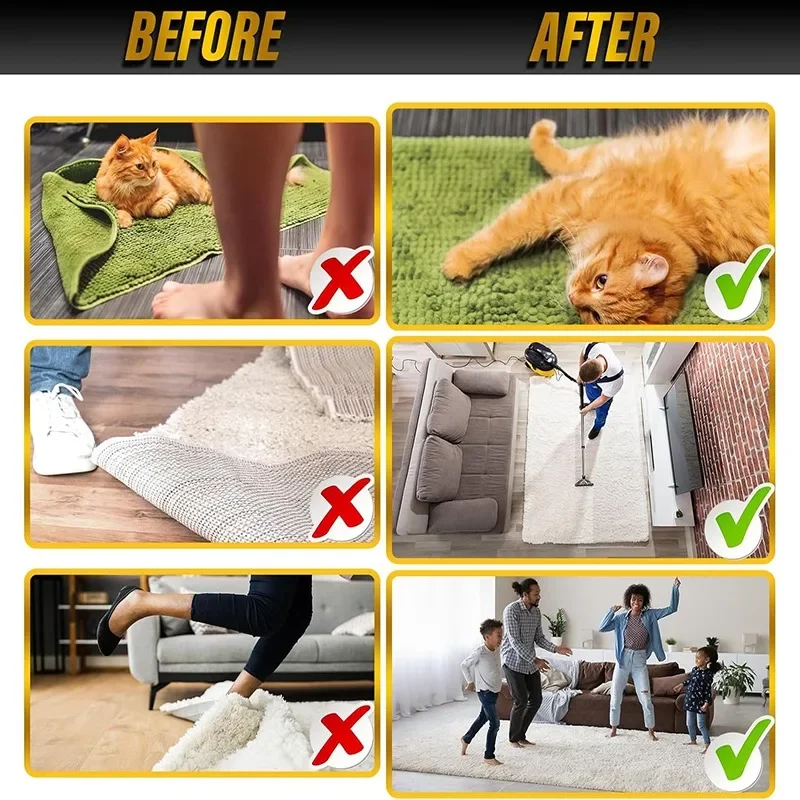 Carpet Non-slip Sticker 80/8Pcs Reusable Self-Adhesive Carpet Tape Anti Curling Patch Fixed Stickers Floor Rug Mat Tape carpet anti slip stickers anti slip stickers carpet anti slip sticker