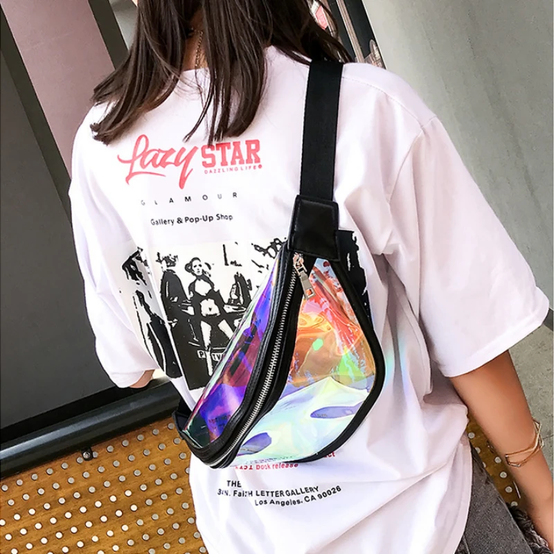 

Women's Laser PVC Waist Bags Waterproof Phone Ｅａｒｐｈｏｎｅ Ｔｏｉｌｅｔｒｙ Organizer Fanny Pack Ｃｏｉｎ Money Pouch Travel Crossbody Chest Bag