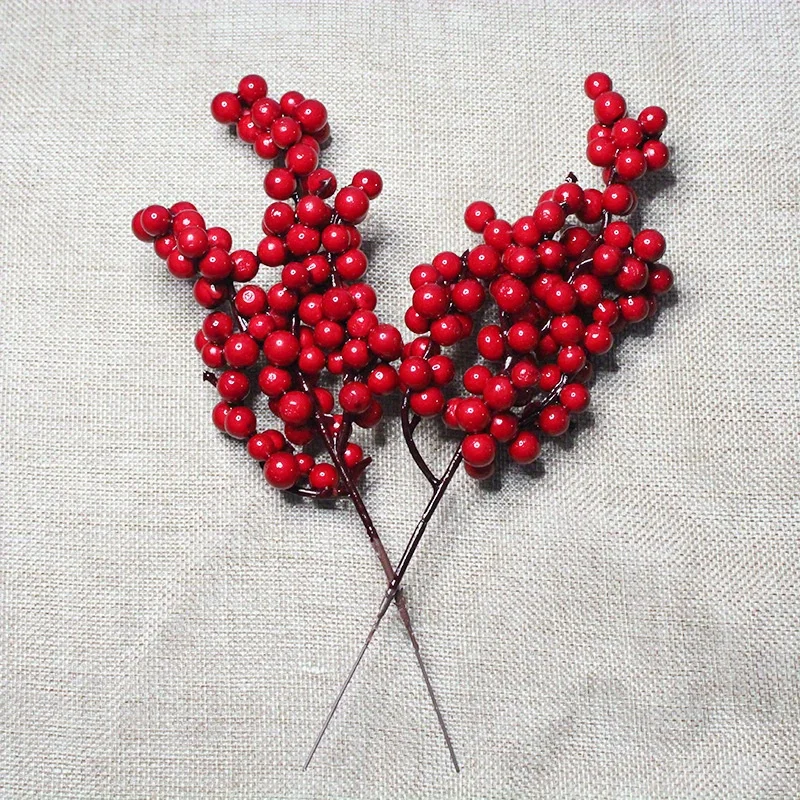 Christmas Red Fruit Simulation Red Berry Christmas Decoration Acacia Fruit Foam Red Fruit Branch Christmas Wreath Decor Berries