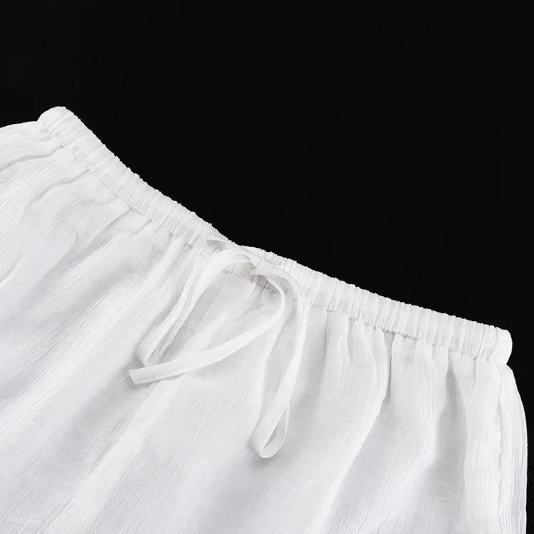 White Lace-Up 2 Piece-Set Shorts For Women Casual Loose Bandage Cardigan Coat And High Waist Shorts Sets Female Outfits