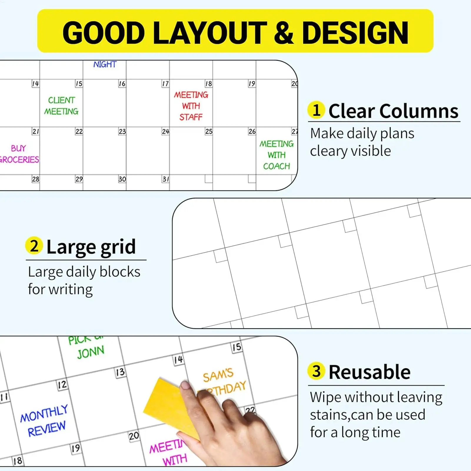 Reusable Unlimited Date Erase Wall Calendar - Planning Board For Home Daily Schedule Household Calendar Decorative Suppiles