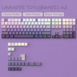 Purple Topographic Side Print Shine - Through Keycap Set - Cherry Profile Double Shot Dye - Sub PBT Keycaps (134keys Lavender)