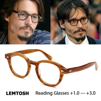 Johnny Depp Reading Glasses Man Lemtosh Readers Eyeglasses Women Brand Vintage Acetate Frame Presbyopic Diopter +1.0 +2.0 +3.0