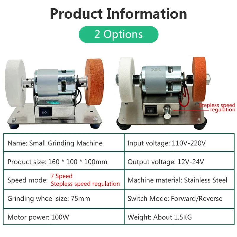 100W Double Grinder Machine Artifact Table Grinder Motor Micro Coarse and Fine Polishing Electric Grinding Wheel Grindig Stone 2