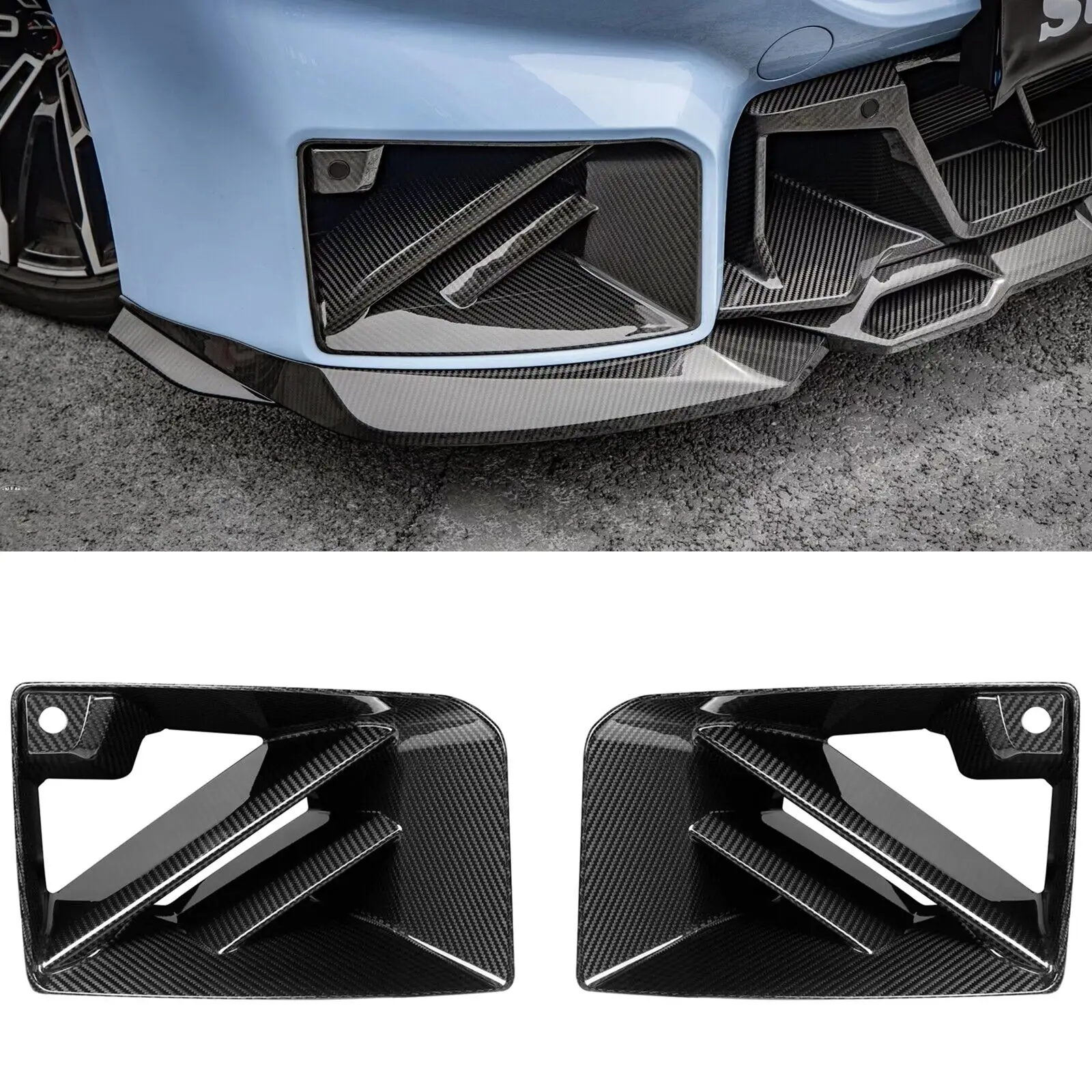 

Real Carbon Fiber Car Front Bumper Air Duct Vent Outlet Cover Trim For BMW M2 G87 2023