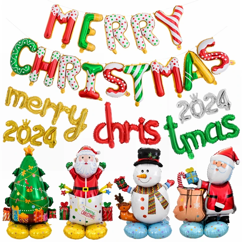 

Merry Christmas Foil Balloon Gold Silver Letter Ballon Santa Snowman Christmas Decoration 2024 Happy New Year Party Globos Decor