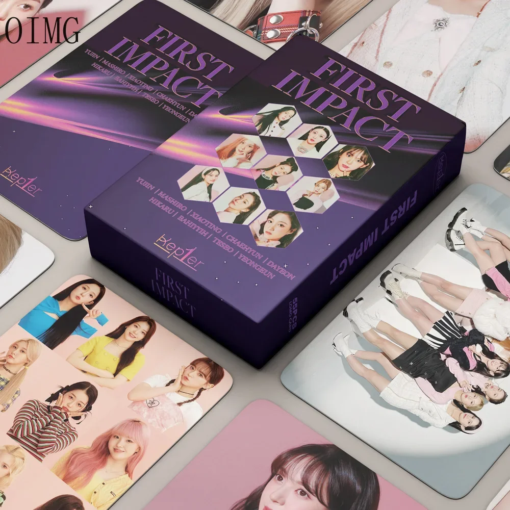 55pcs/set Kpop Kep1er Photocards FIRST IMPACT Album Lomo Cards Girls Photo Card Postcard For Fans Collection Mashiro YUJIN YESEO