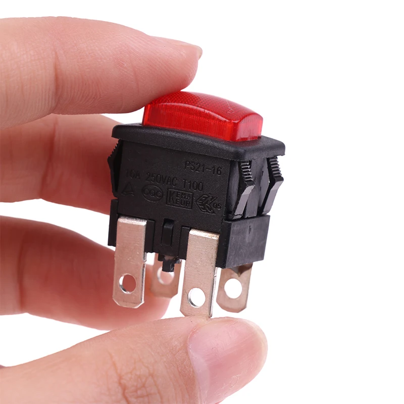 

Red 4Pins 16A Self-Lock On Off Push Button Rocker Switch PS21-16 With Light Heater Electrical Touch Switch