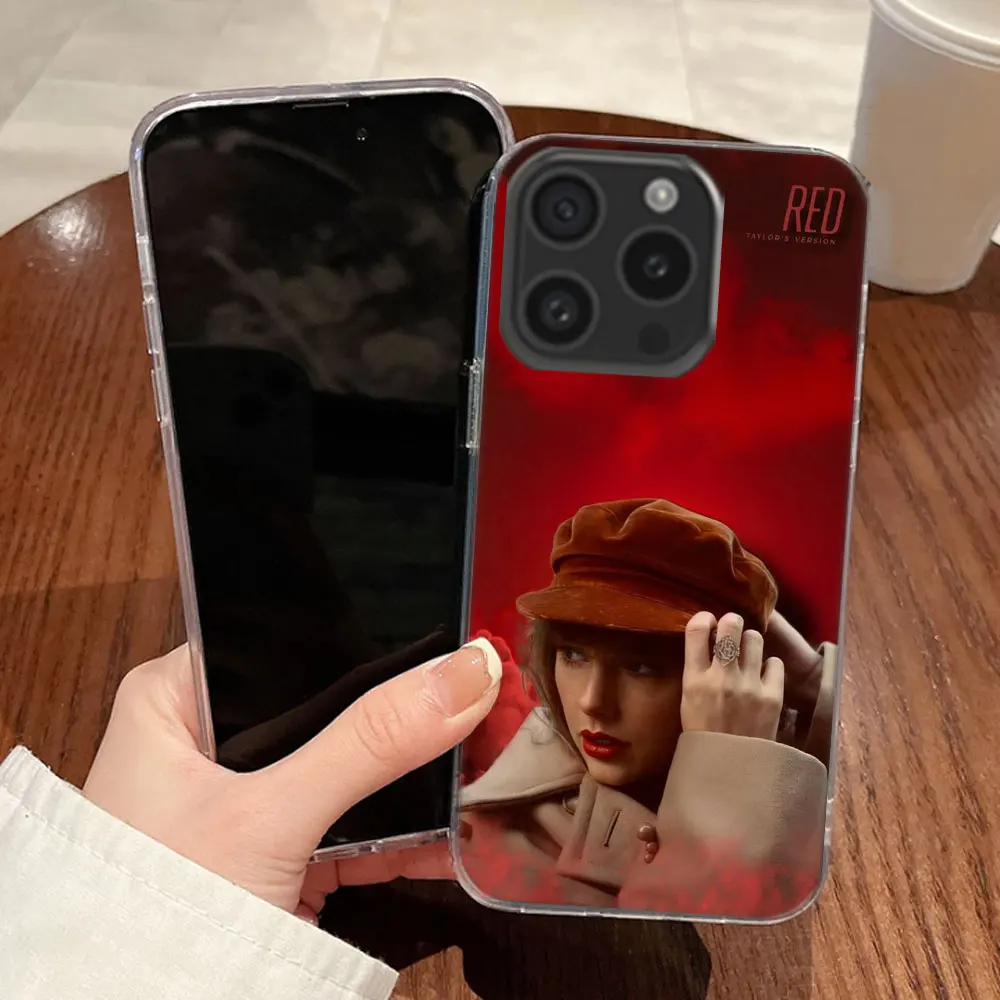 thumbnail image 1 of Funda transparente para teléfono Singer T-Taylors S-Swifts para Aplee iPhone 12 13 Mini 14+ 15 Plus 16 Pro Max Funda 11 Pro X XS Max Coque Hard P, 1 of 5