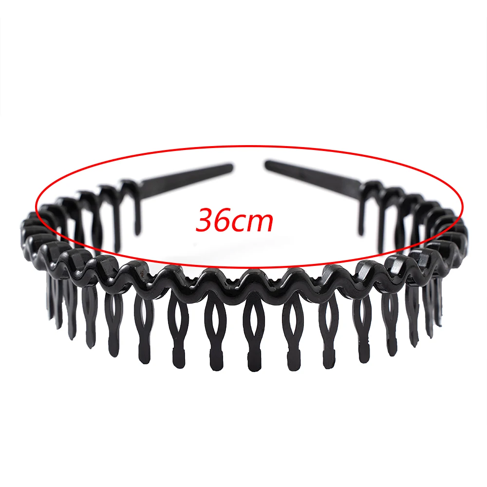 6 Cerchietti Per Capelli A Zig-Zag In Plastica Nera - Fascia Ondulata Antiscivolo Per Donna E Ragazza