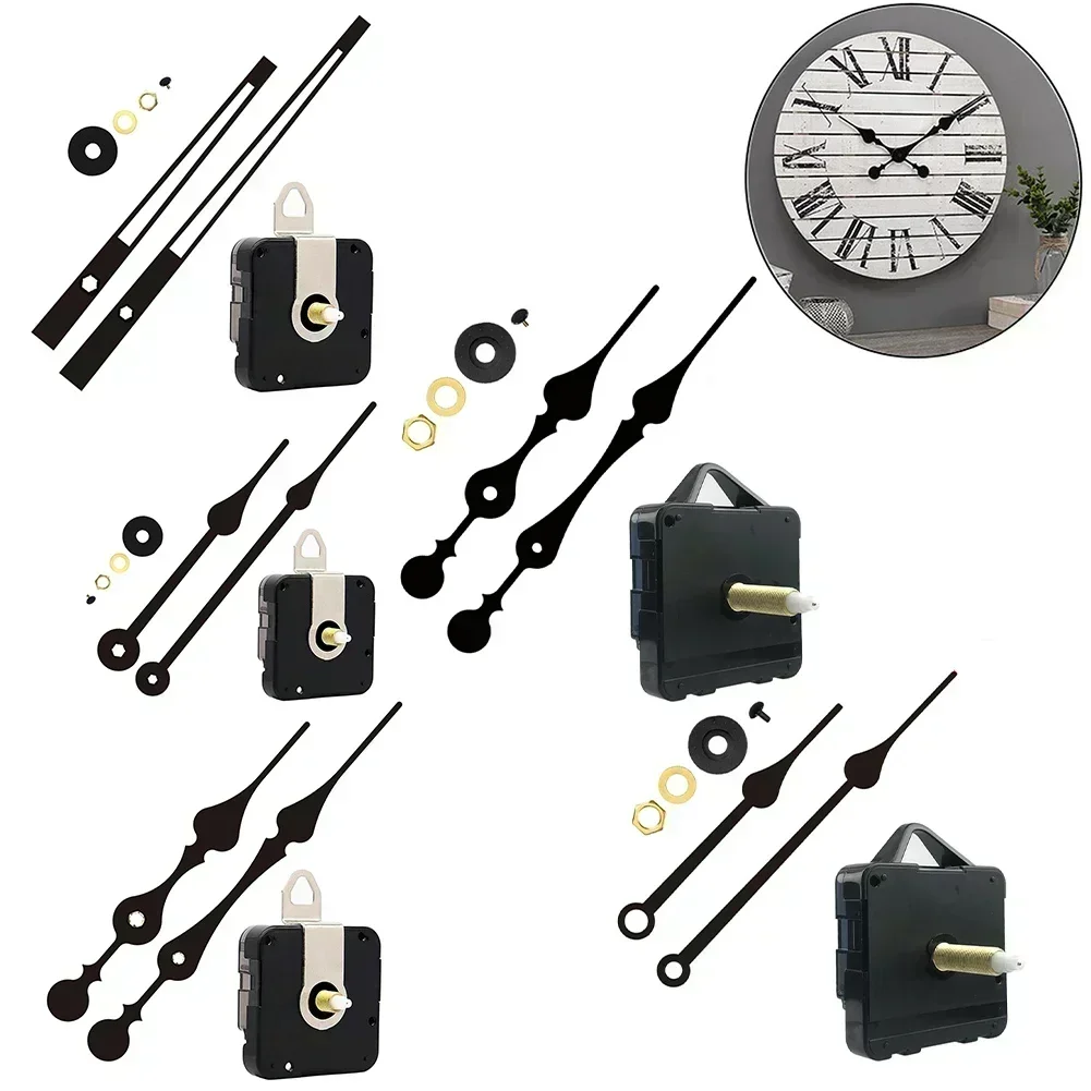 Wall Clock Clock Repair Parts Quality Silent Quartz DIY Mechanism Movement Kit Large Long Hands High Torque Wall Clock Accessories Black