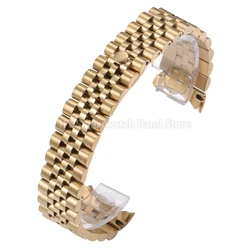 Curved End Stainless Steel Watch Strap Replacement Bracelet - 20mm (Gold)