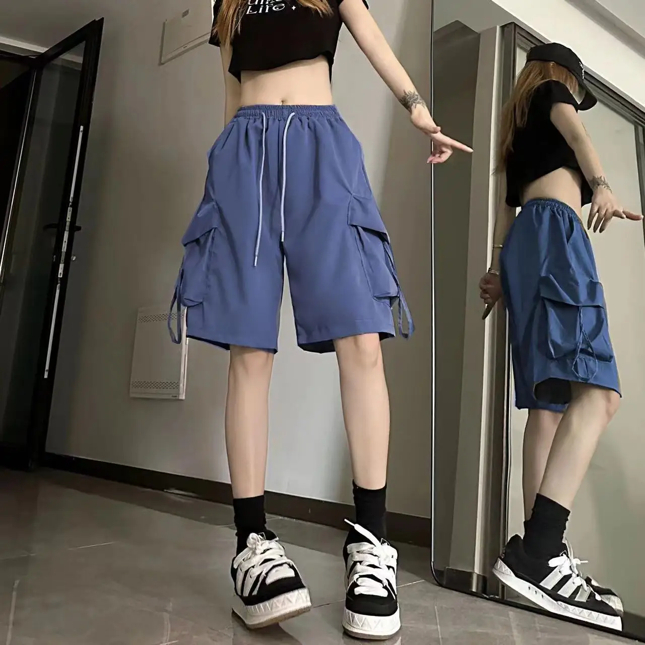 Sports shorts women's summer wide-leg casual quick-drying overalls five points