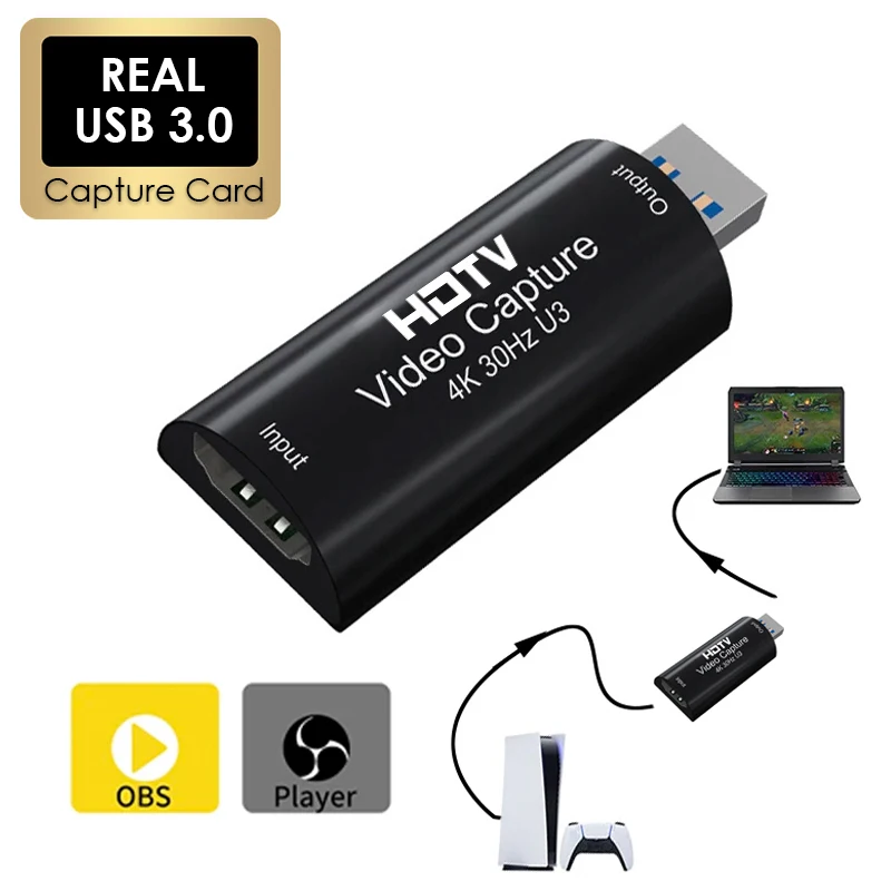 4K 30HZ MS2130 Real USB 3.0 HDMI-compatible Video Capture Card Game Recording Box 1080p 60fps Live Streaming for PS4 Ps5 Switch video capture card